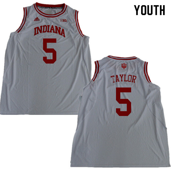 Youth #5 Quentin Taylor Indiana Hoosiers College Basketball Jerseys Sale-White - Click Image to Close